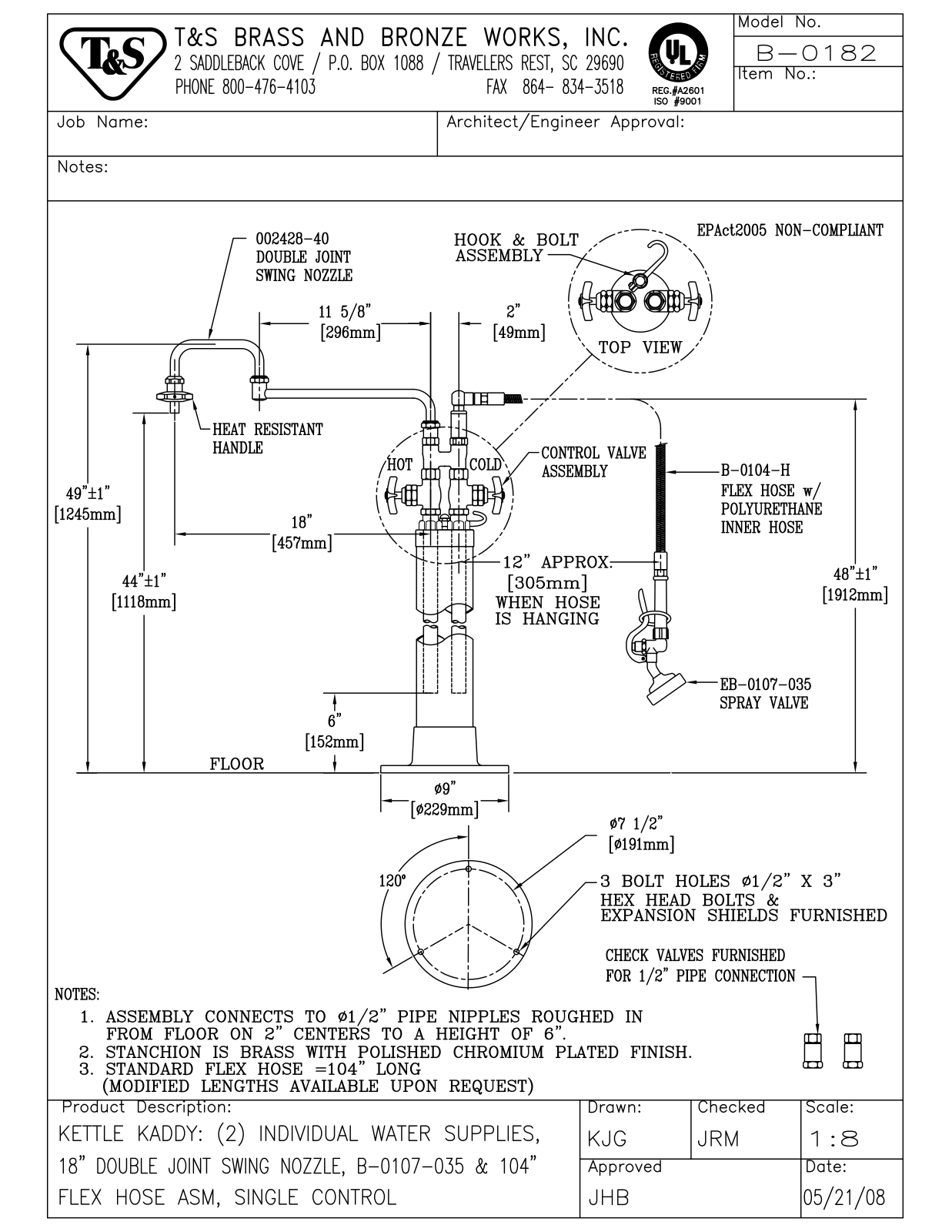 T & S Brass & Bronze Works B-0182 General Manual