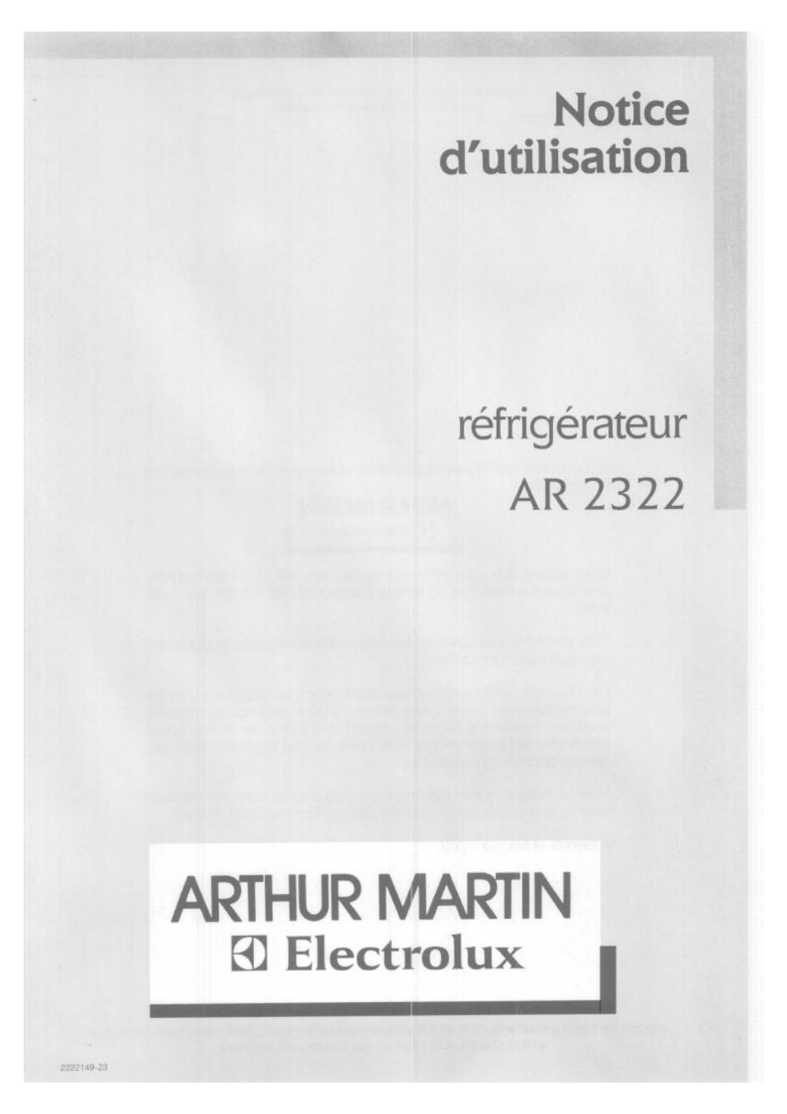 Arthur martin AR2322 User Manual