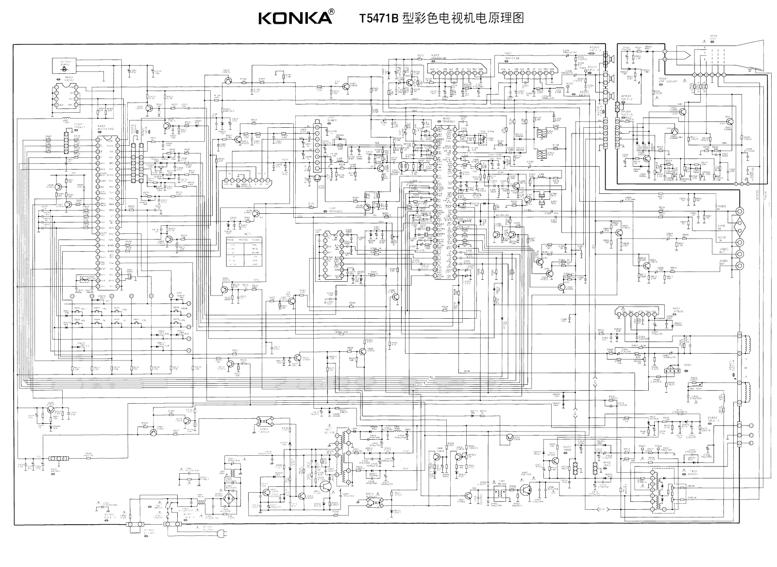 China KONKA T5471B, M37211M2, TDA1013B, TDA8361, LA7830 Schematic