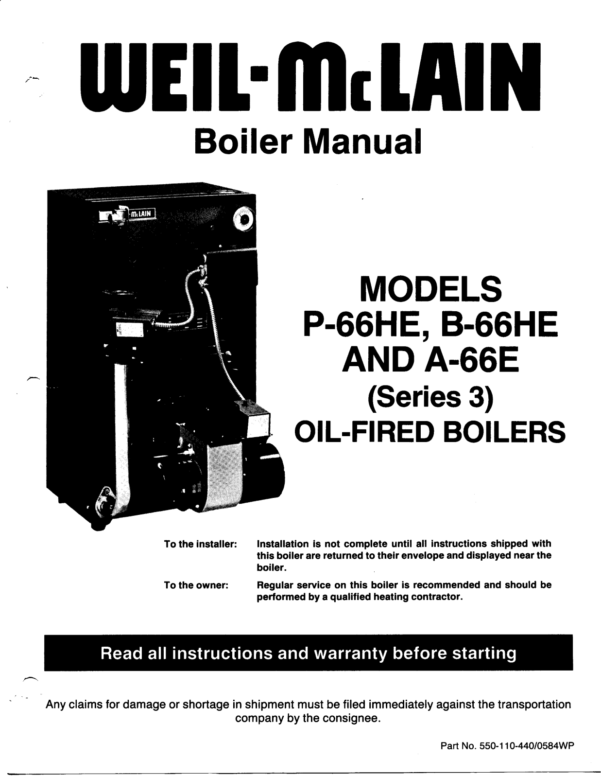 Weil-McLain A-66E, P-66HE, B-66HE User Manual