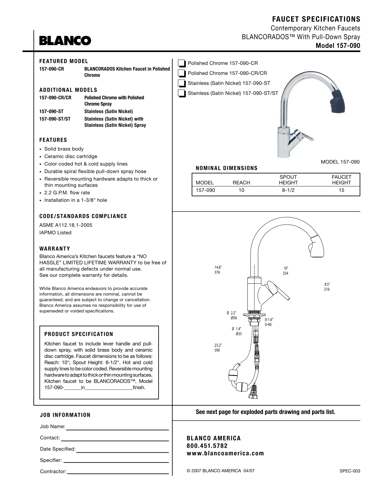 Blanco 440618 Specs