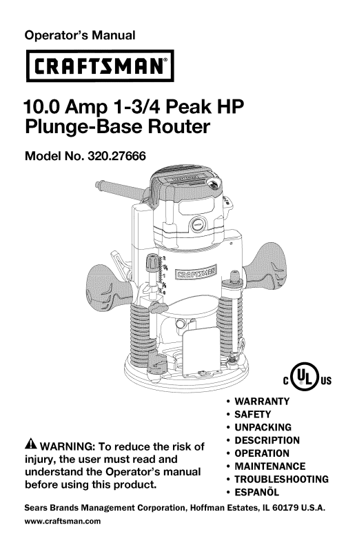 Craftsman 320.27666 User Manual