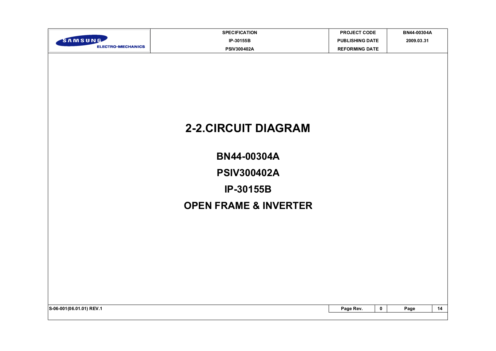 Samsung BN44-00304A, PSIV300402A, IP-30155B Schematic