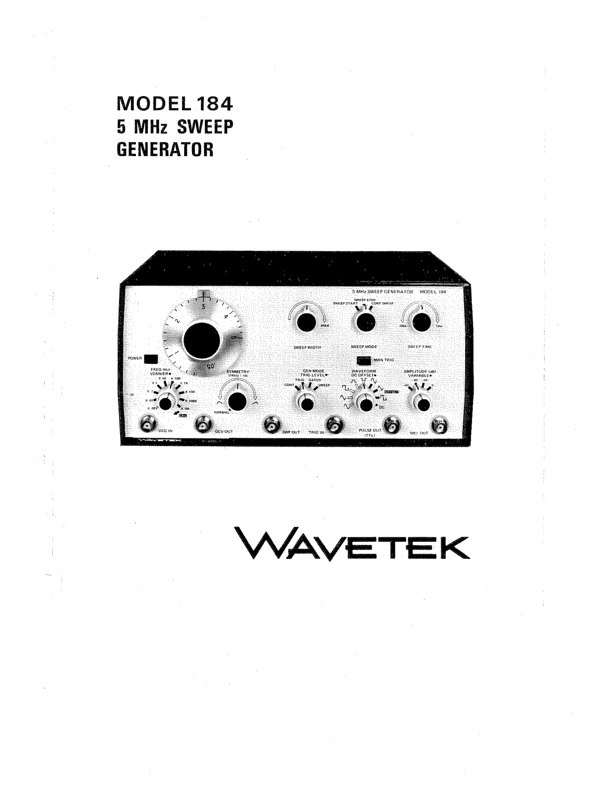 Wavetek 184 Service manual