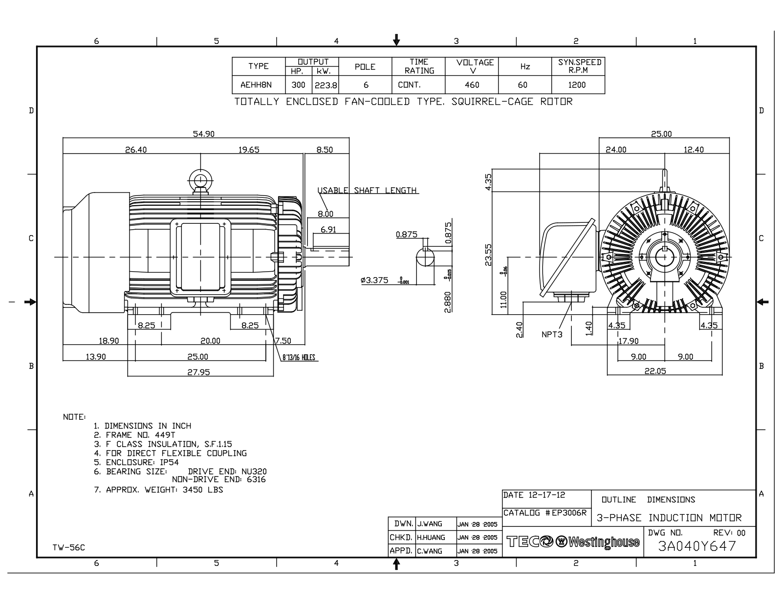 Datasheet EP3006R Reference Drawing (Teco) - ManualMachine.com
