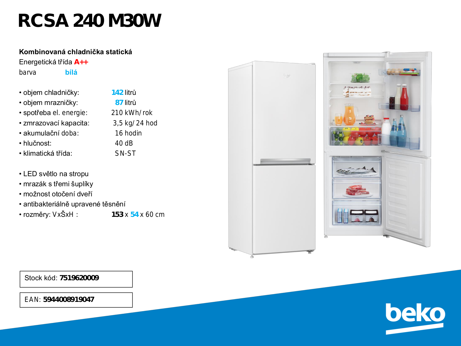 BEKO RCSA 240 M30W User Manual