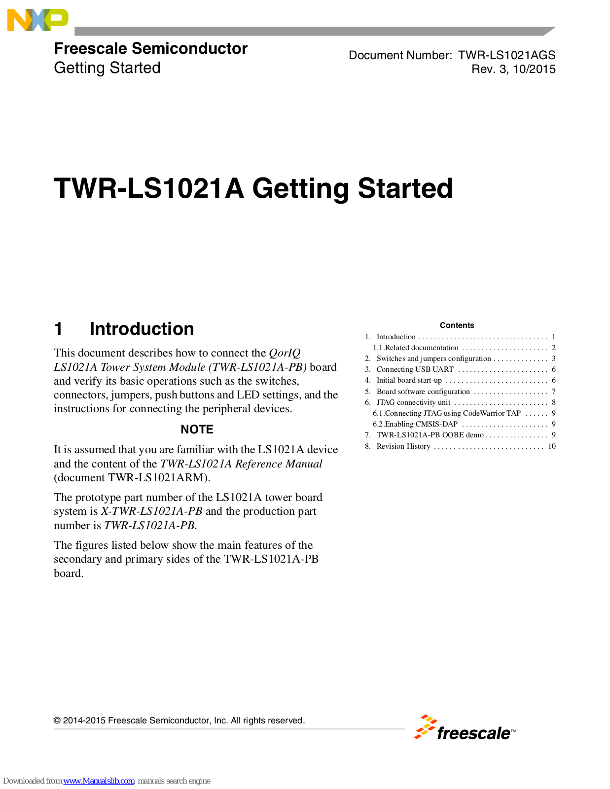 NXP Semiconductors TWR-LS1021A Getting Started