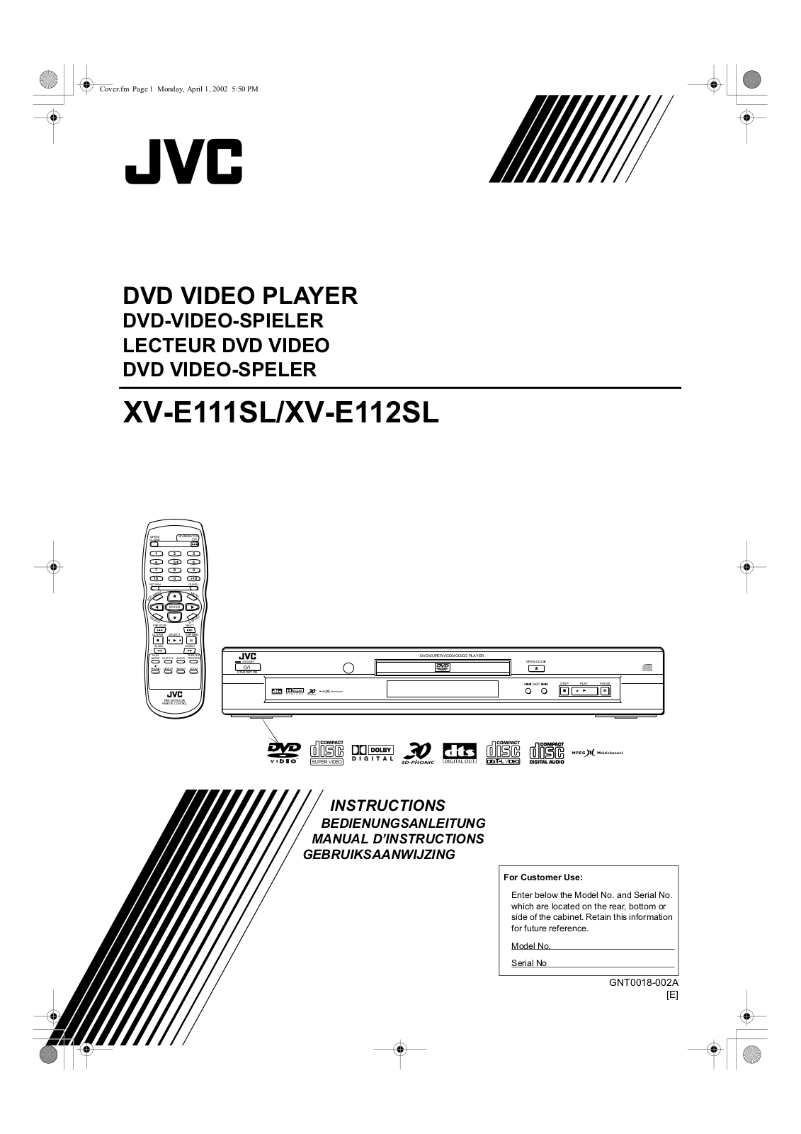 JVC XV-E11 User Manual