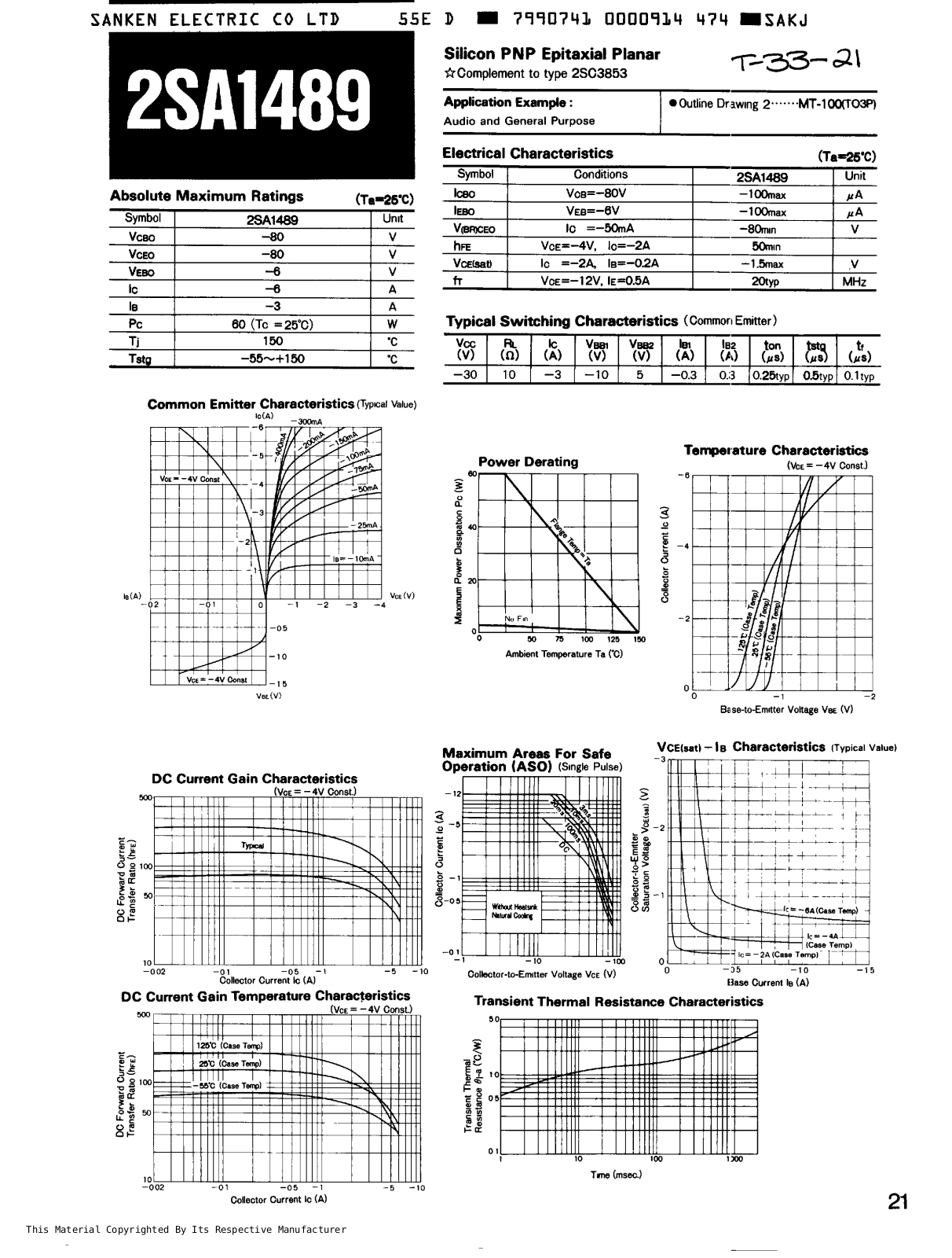 Datasheet 2sa1489 Datasheet - ManualMachine.com