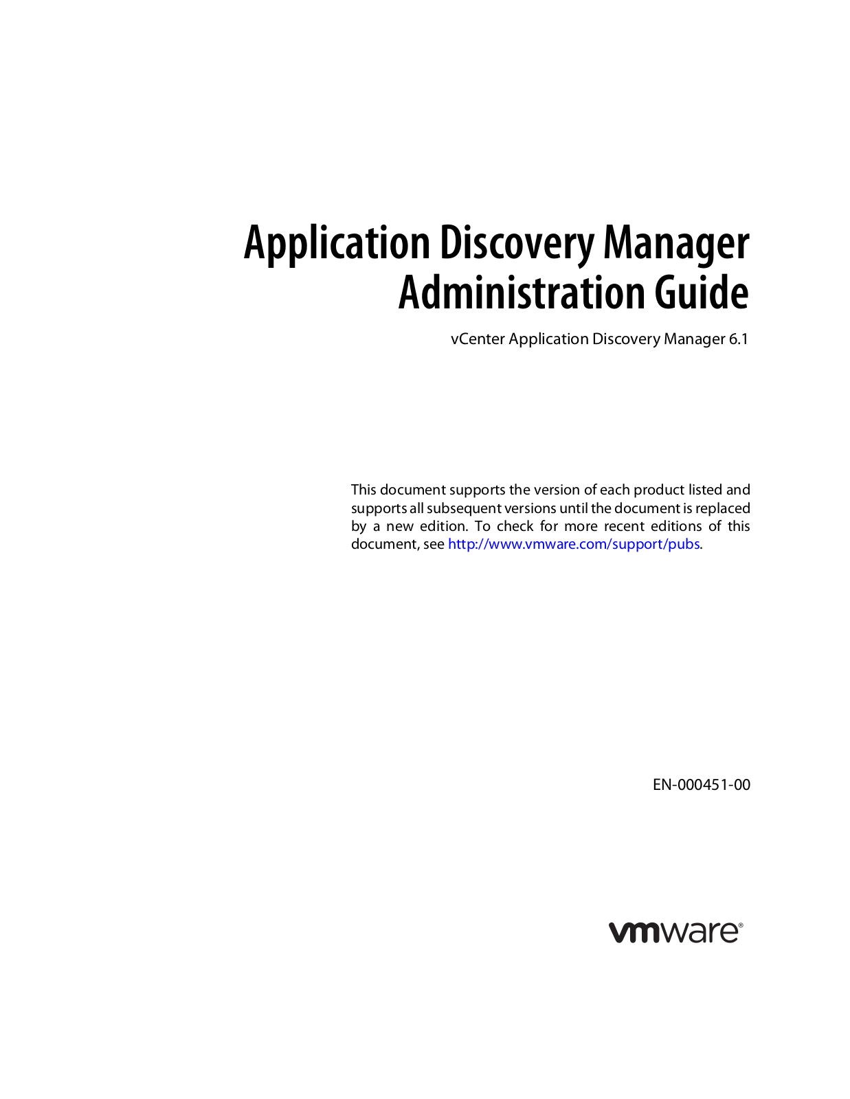 VMware vCenter Application Discovery Manager - 6.1 Administrator’s Guide