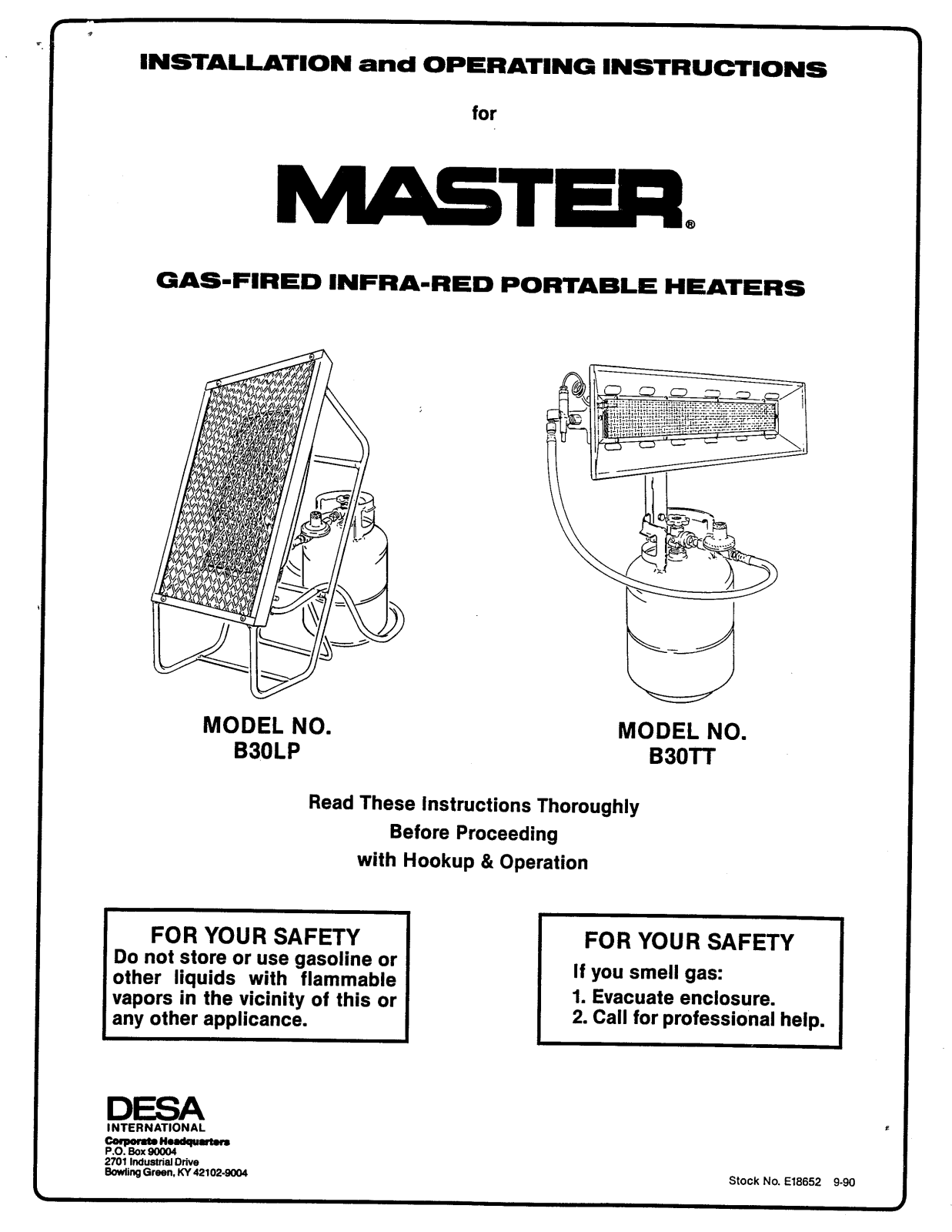 Desa Tech B30LP, B30TT Owner's Manual