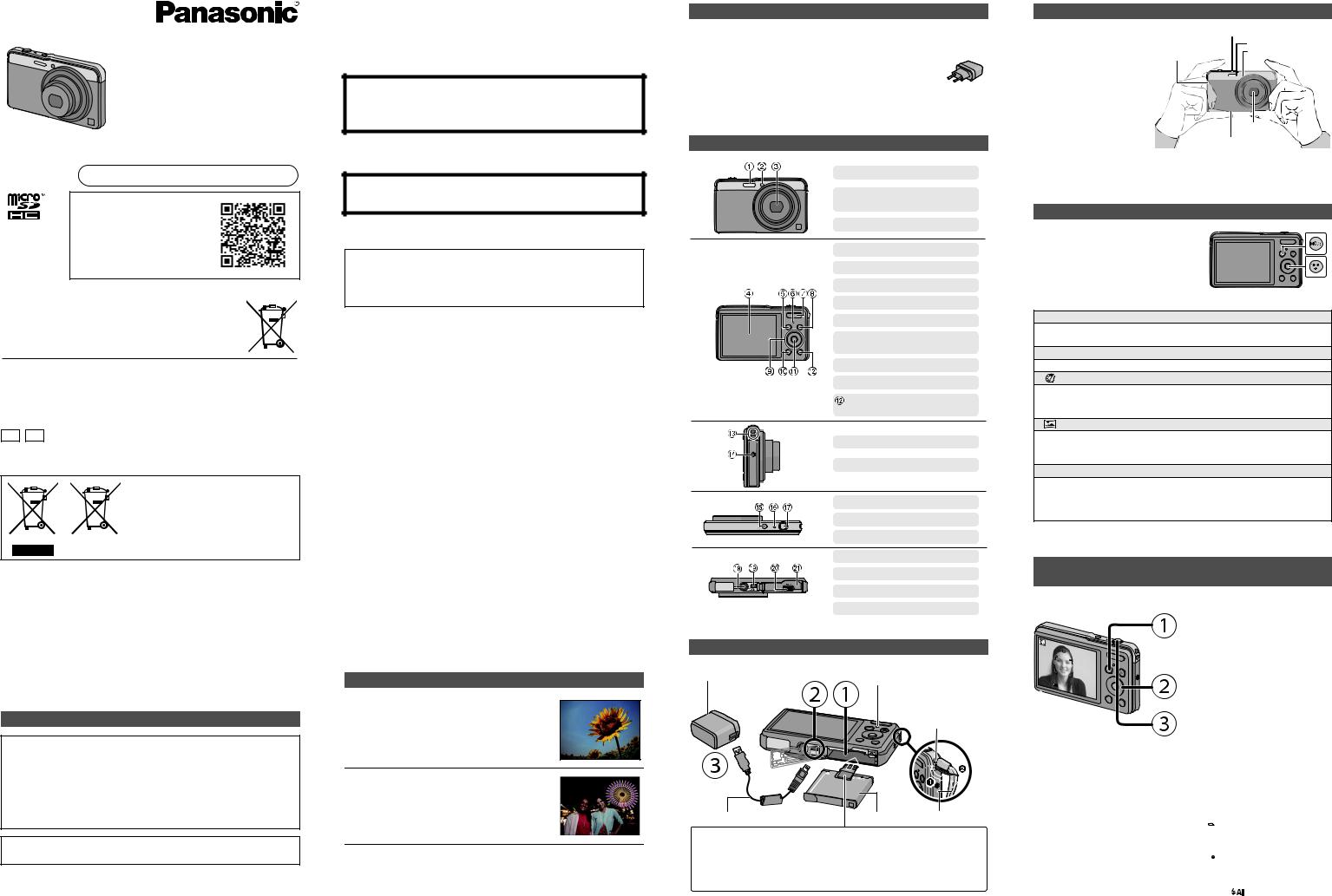 PANASONIC DMC-XS3EF, DMC-XS3EG User Manual