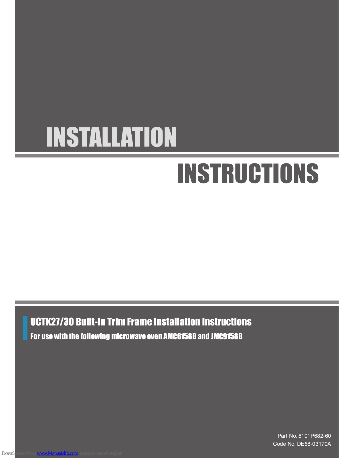 Jenn-Air AMC6158B, JMC9158B, UCTK27, UCTK30 Installation Instructions Manual