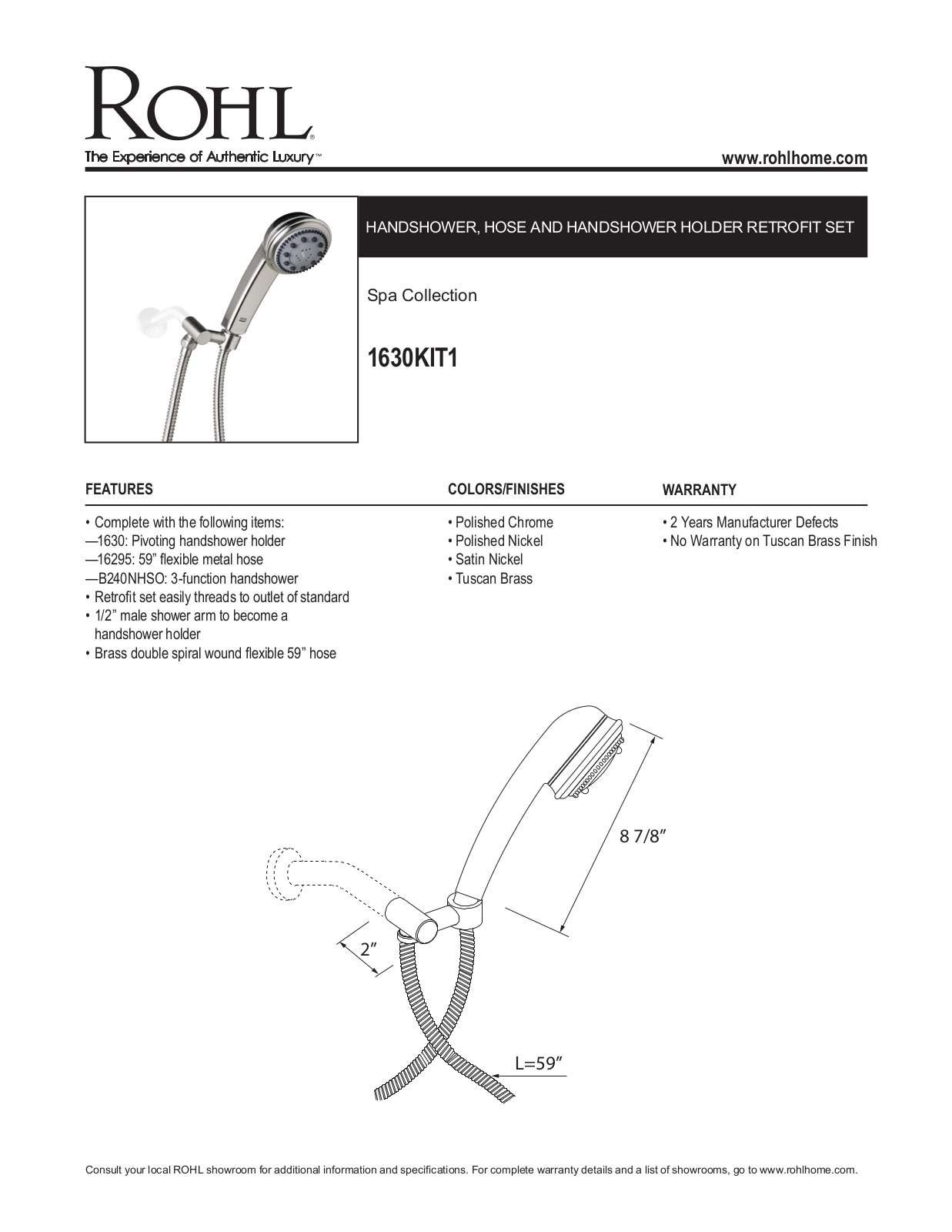 Rohl 1630KIT1TCB User Manual