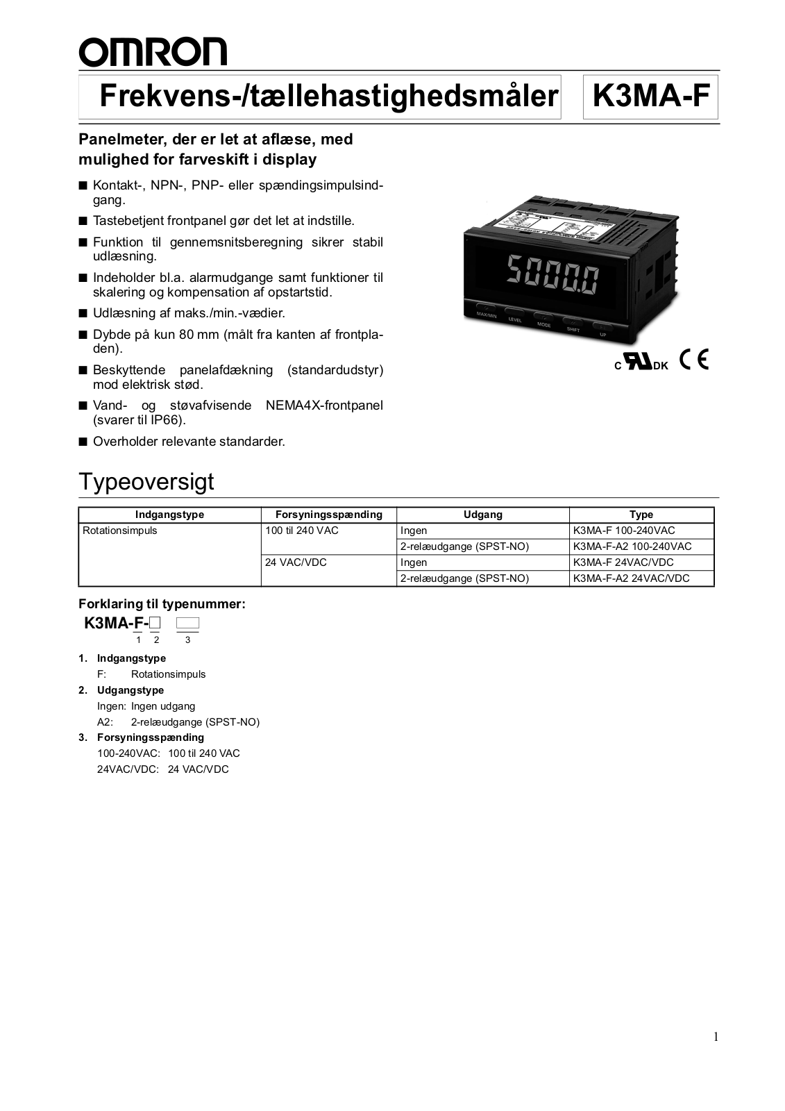 Omron K3MA-F DATASHEET