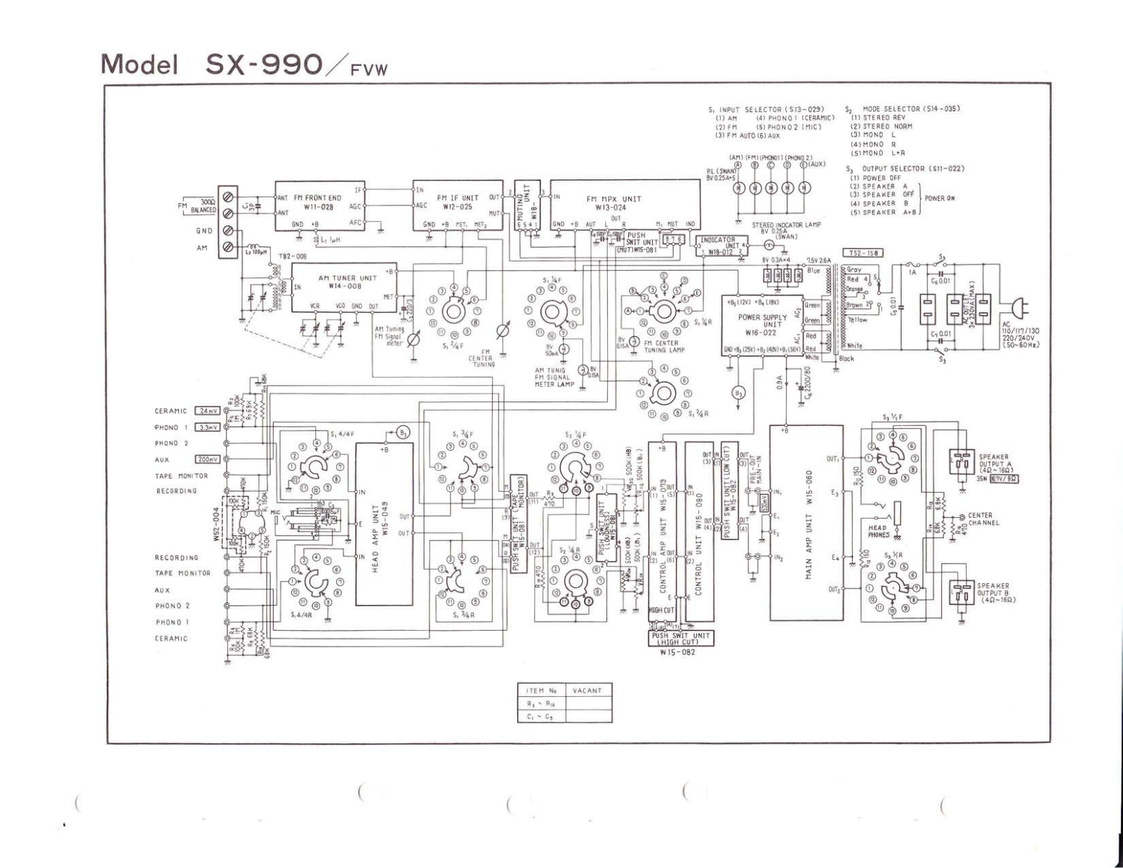 Pioneer SX-990 Schematic