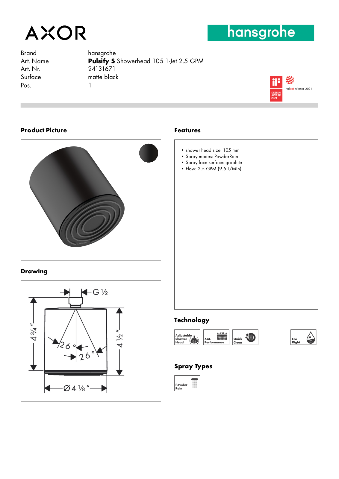Hansgrohe GCDC1972 Specifications - ManualMachine.com