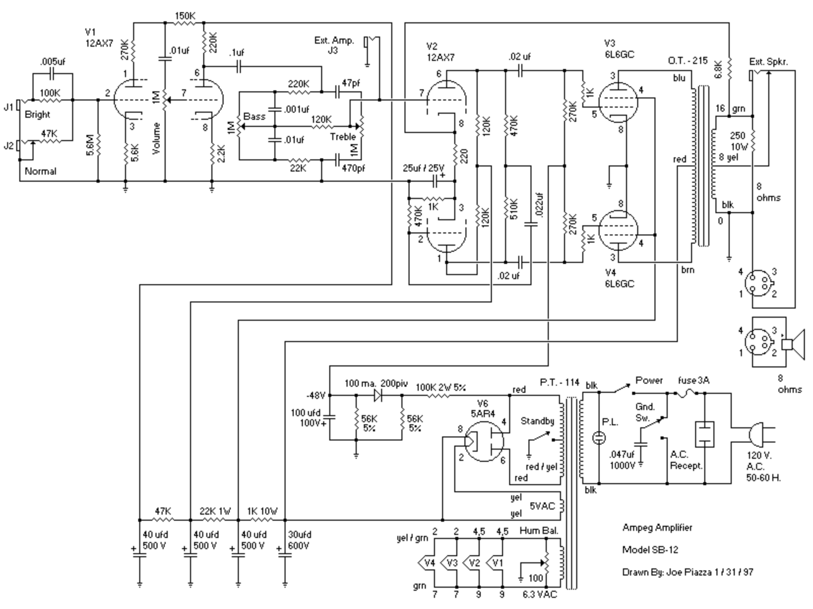 Ampeg sb12 jp schematic