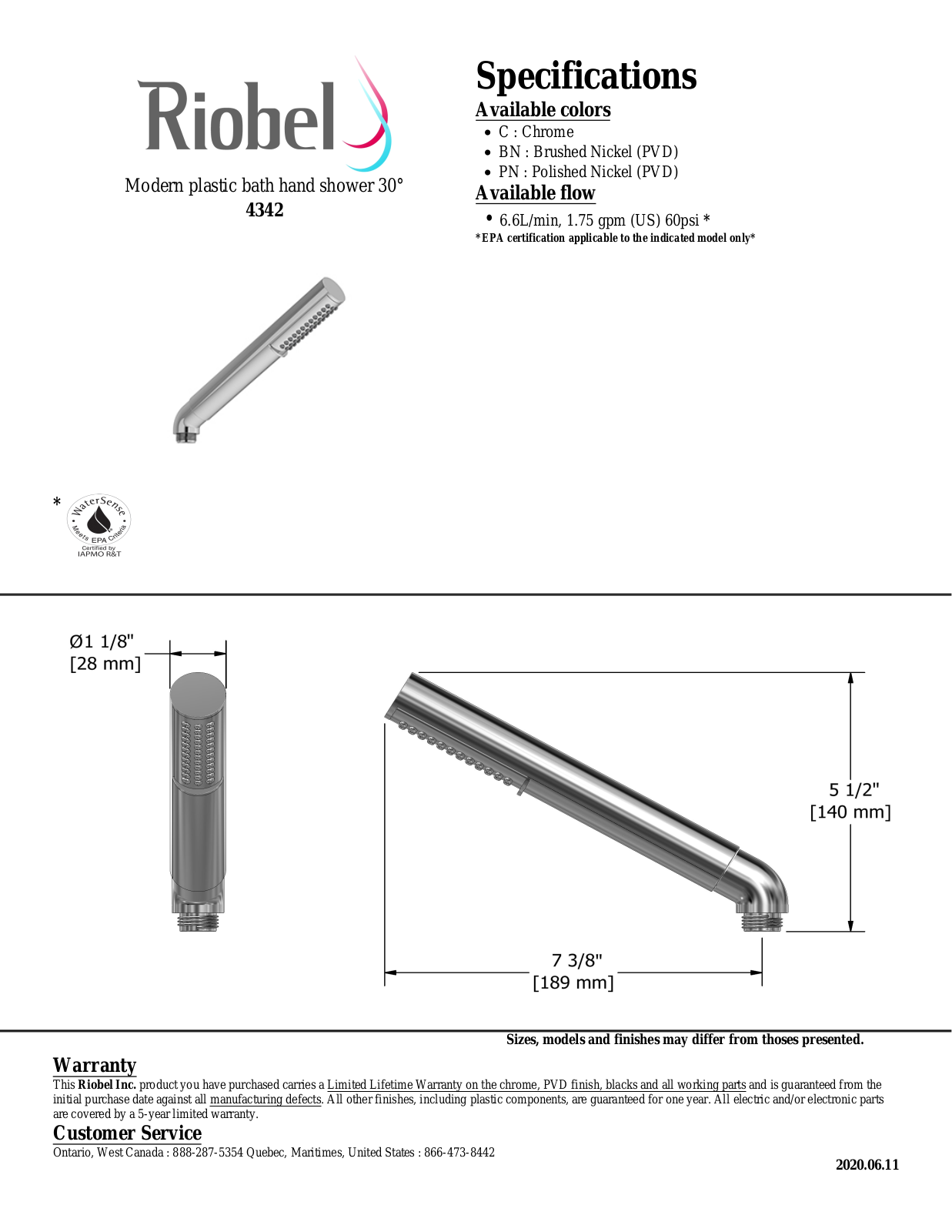 Riobel 4342C Specifications - ManualMachine.com