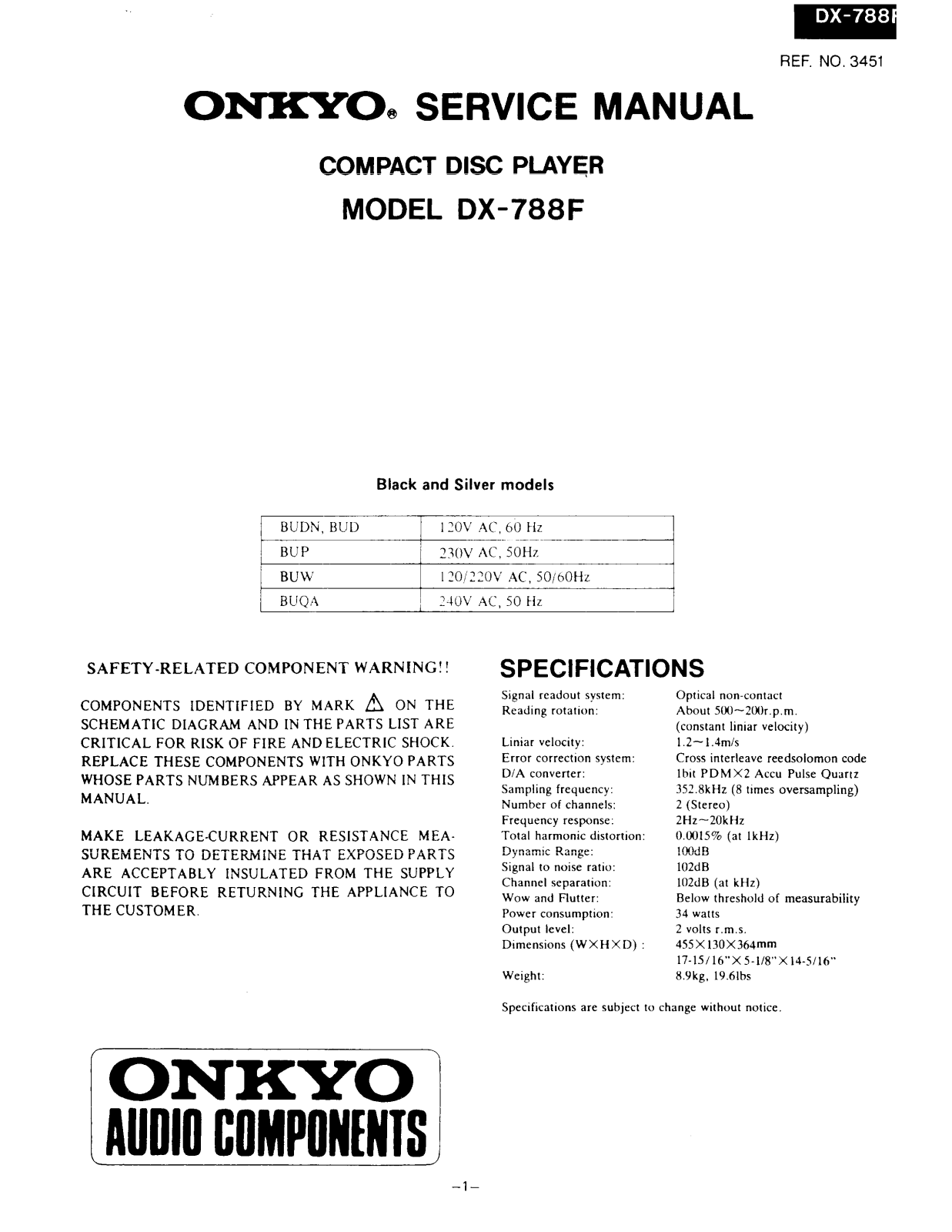 Onkyo DX-788-F Service manual