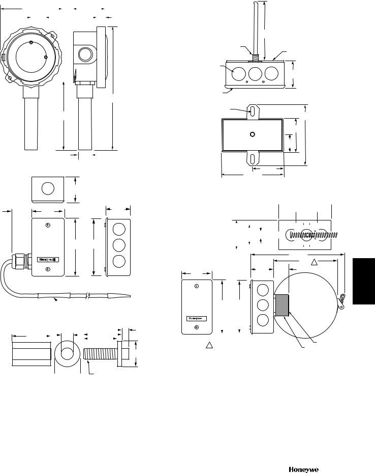 Honeywell C7031 Series, C7032 Series, C7041 Series, T775 Series Dimensional Sheet