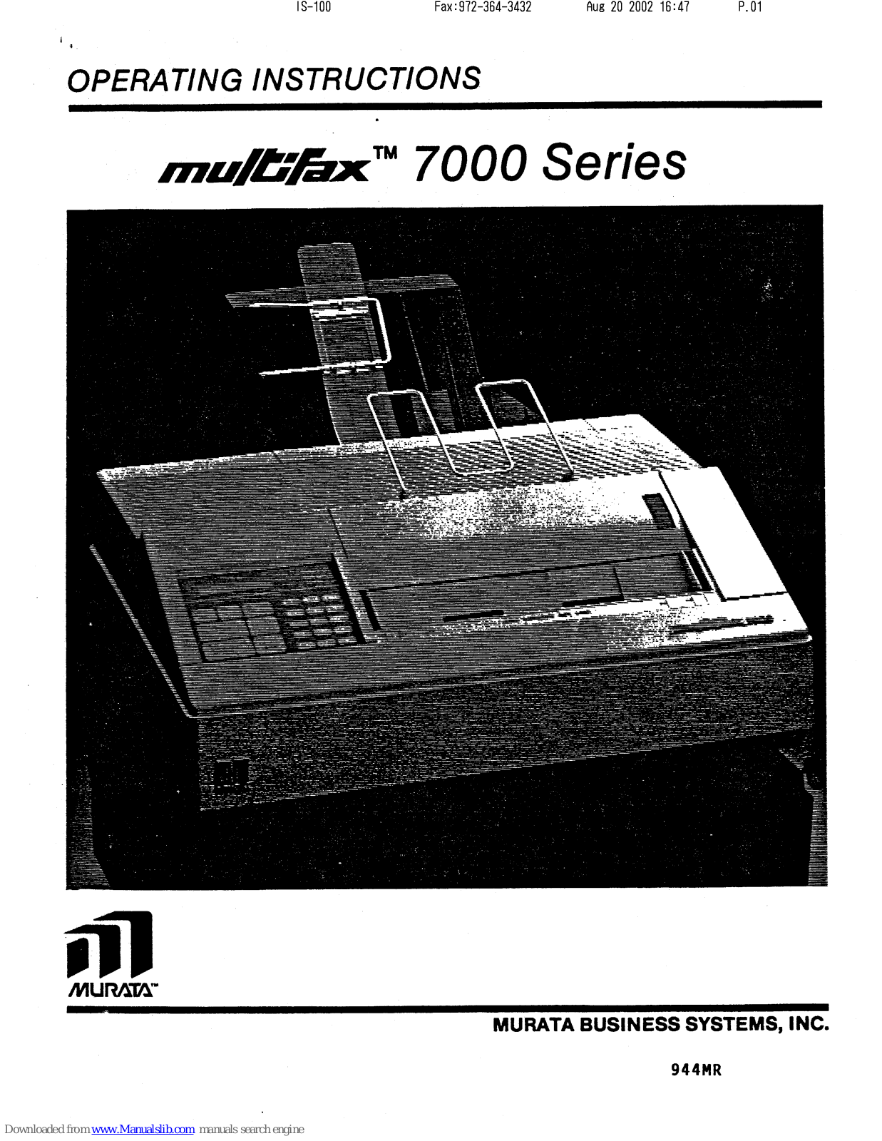 Murata Multifax 7000, MULTI-7000, Multifax 7100, Multifax 7200 User Manual - ManualMachine.com