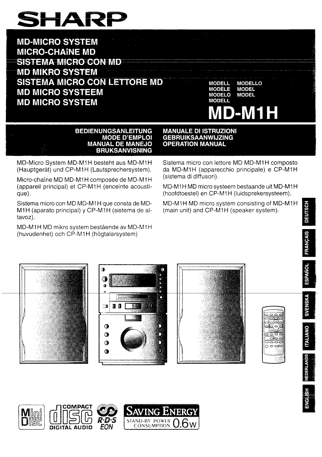 Sharp MD-M1H QUICK GUIDE