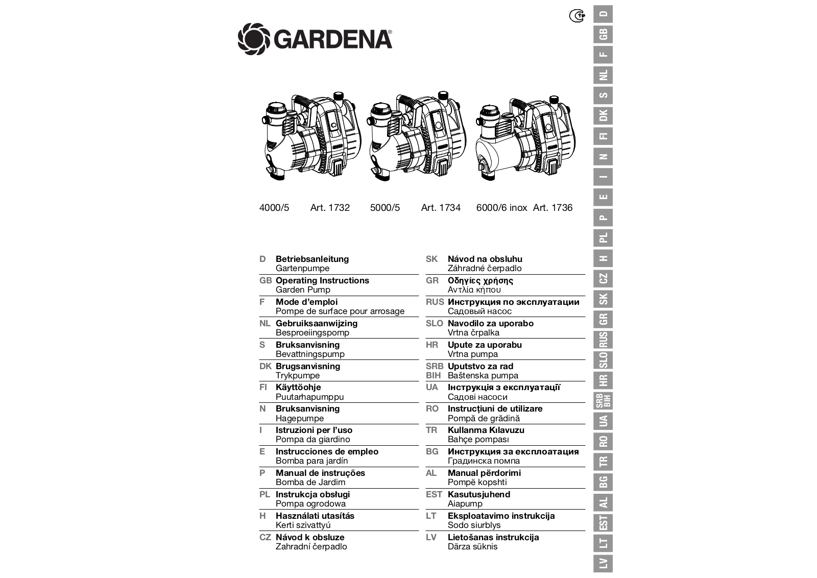 Gardena 5000-5, 4000-5, 6000-6 User Manual