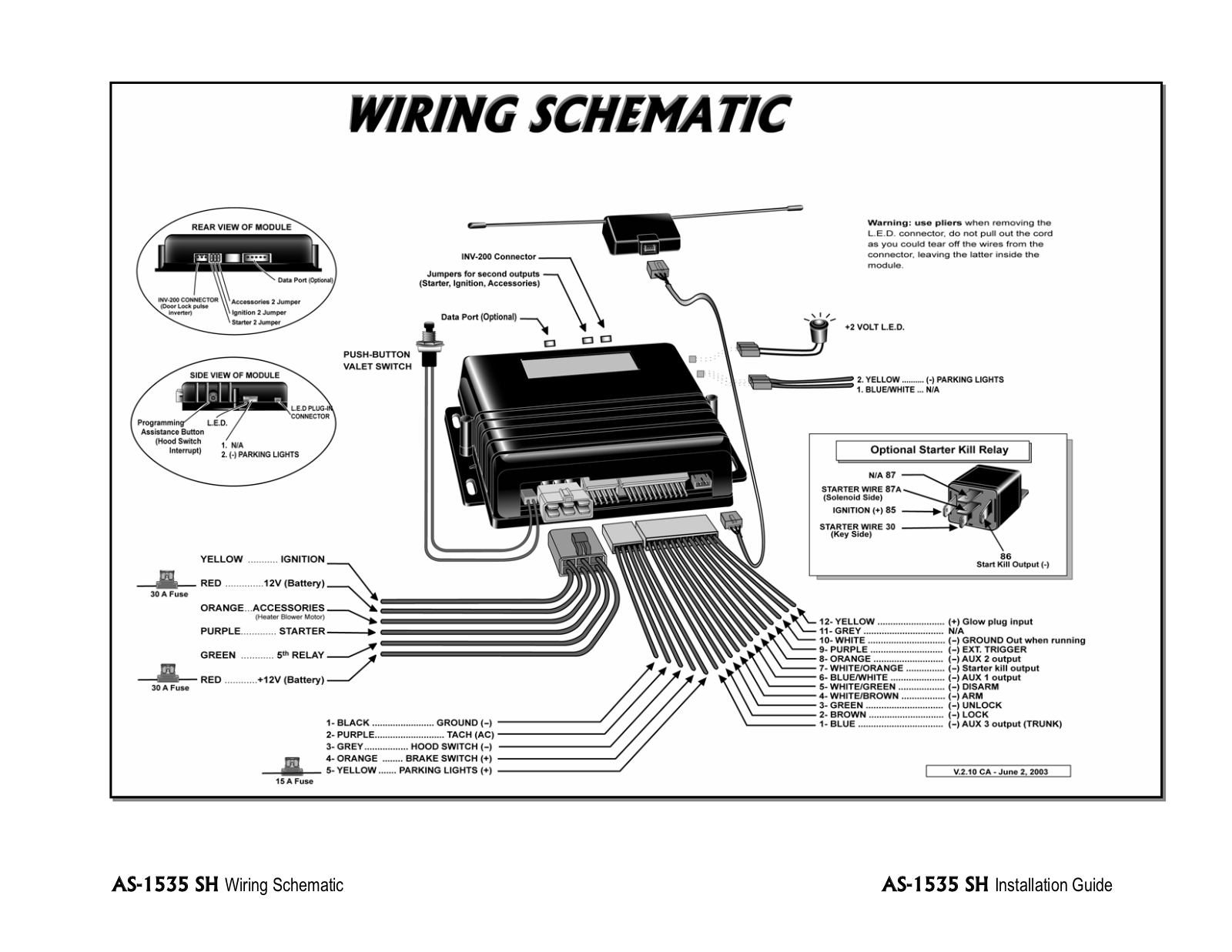 Autostart AS-1535 SH Wiring Guide