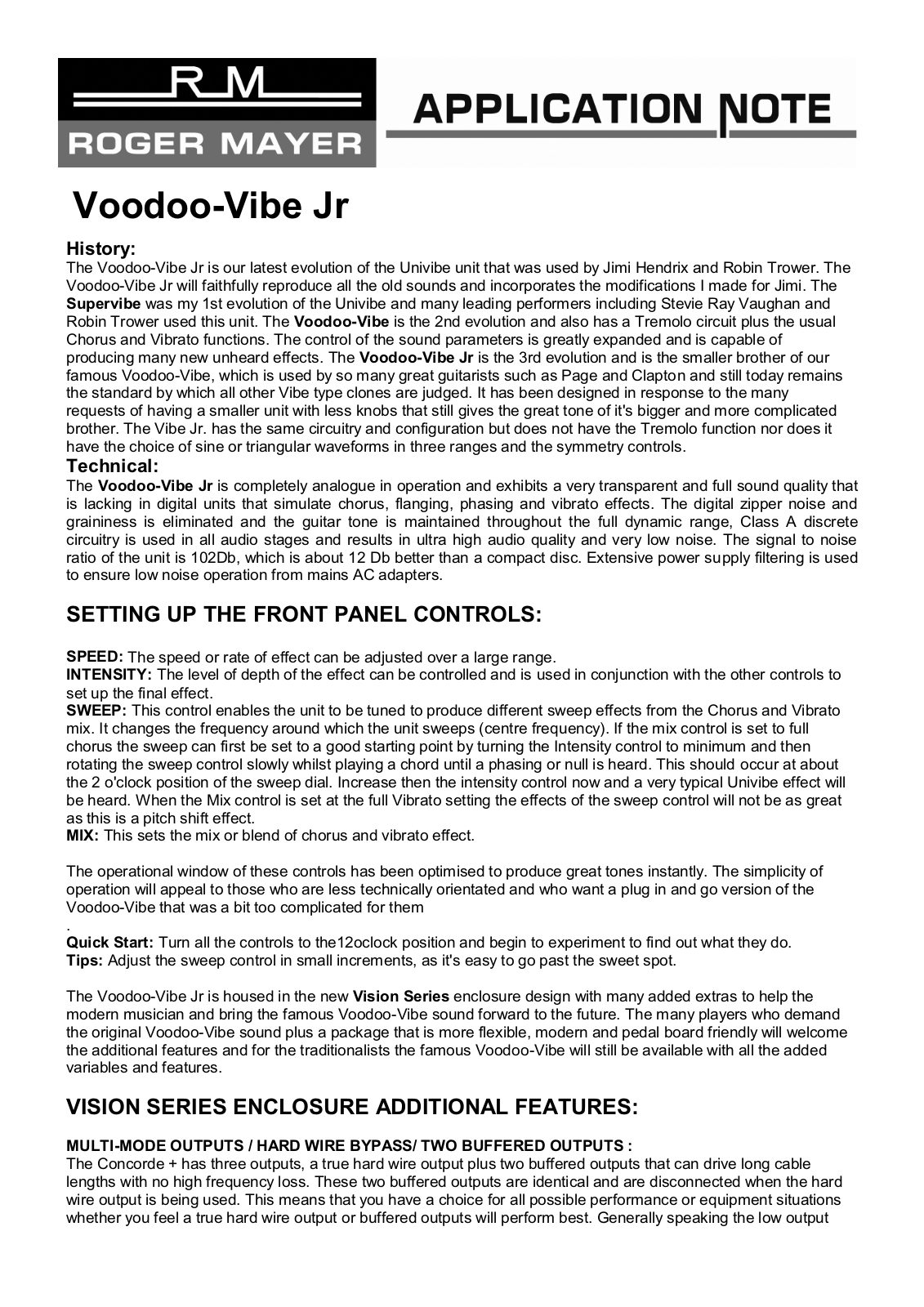 Roger Mayer Voodoo-Vibe Jr Application Note