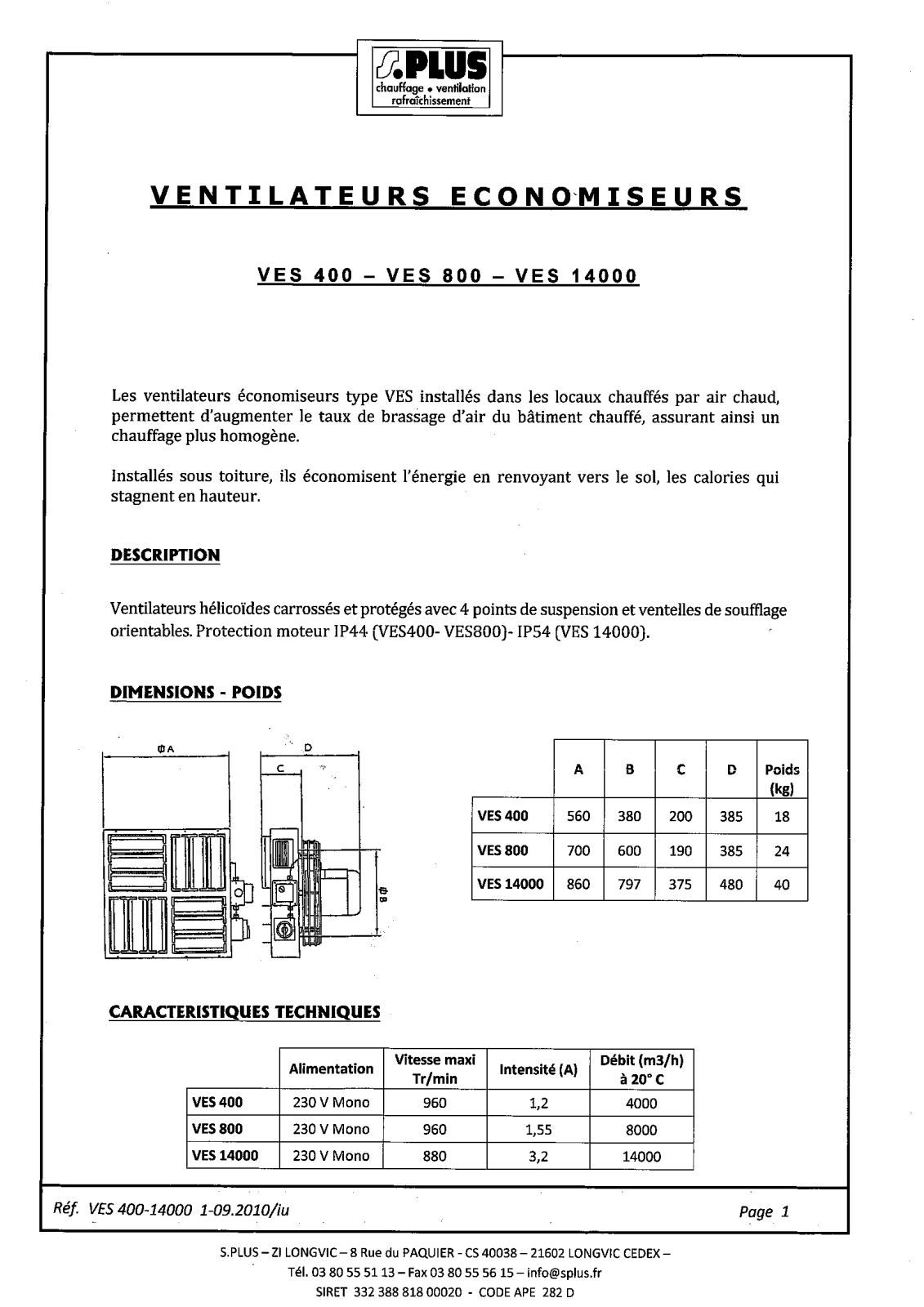 S.plus VES 14000, VES 400, VES 800 User Manual