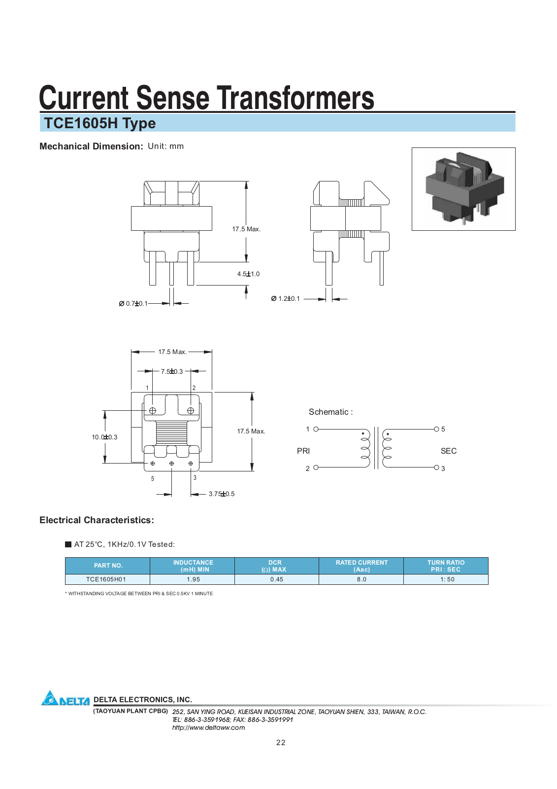 Delta Electronics TCE1605H User Manual