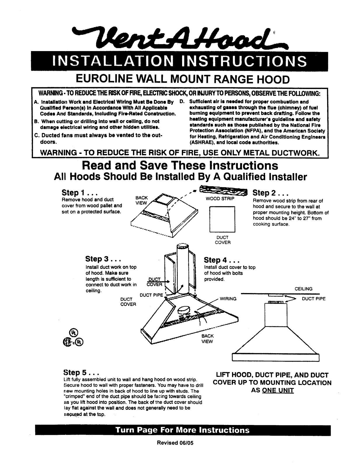 Vent-A-Hood SLDH14130SS Installation manual