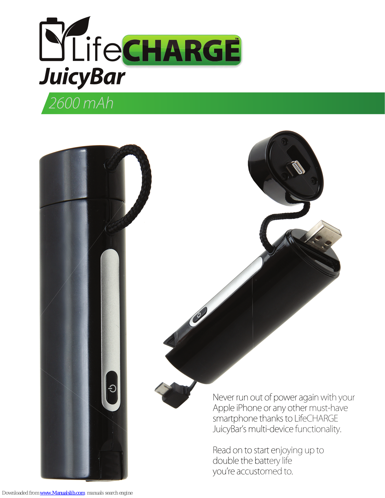 lifeCharge JuicyBar User Manual