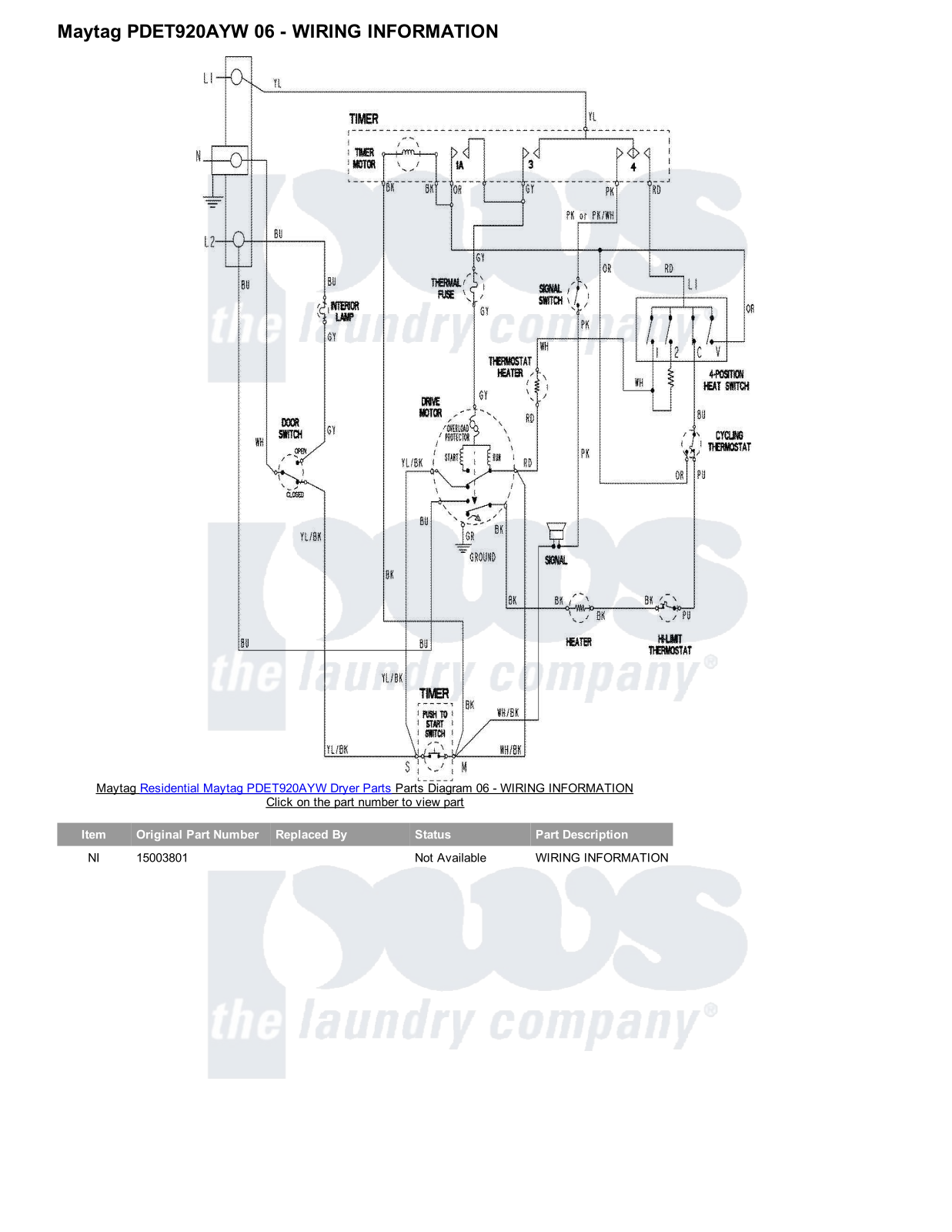 Maytag PDET920AYW Parts Diagram