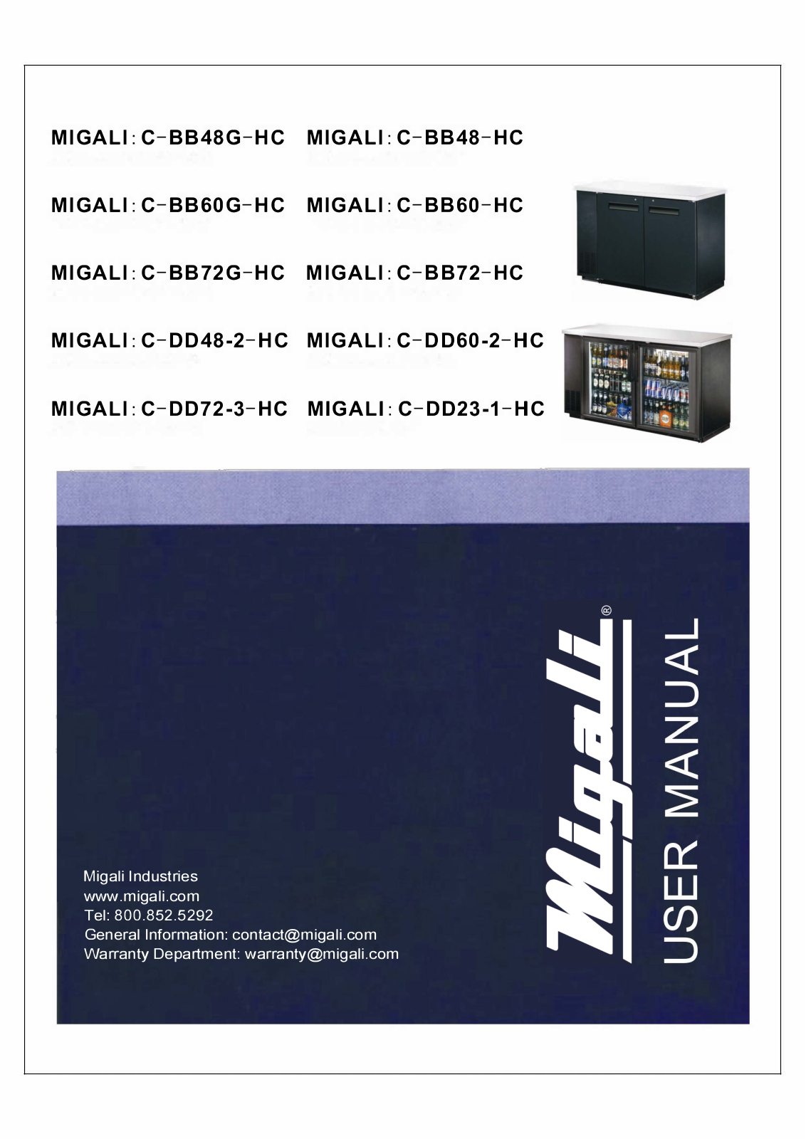 Migali CDD482HC, CDD231HC, CDD723HC, CDD602HC User Manual