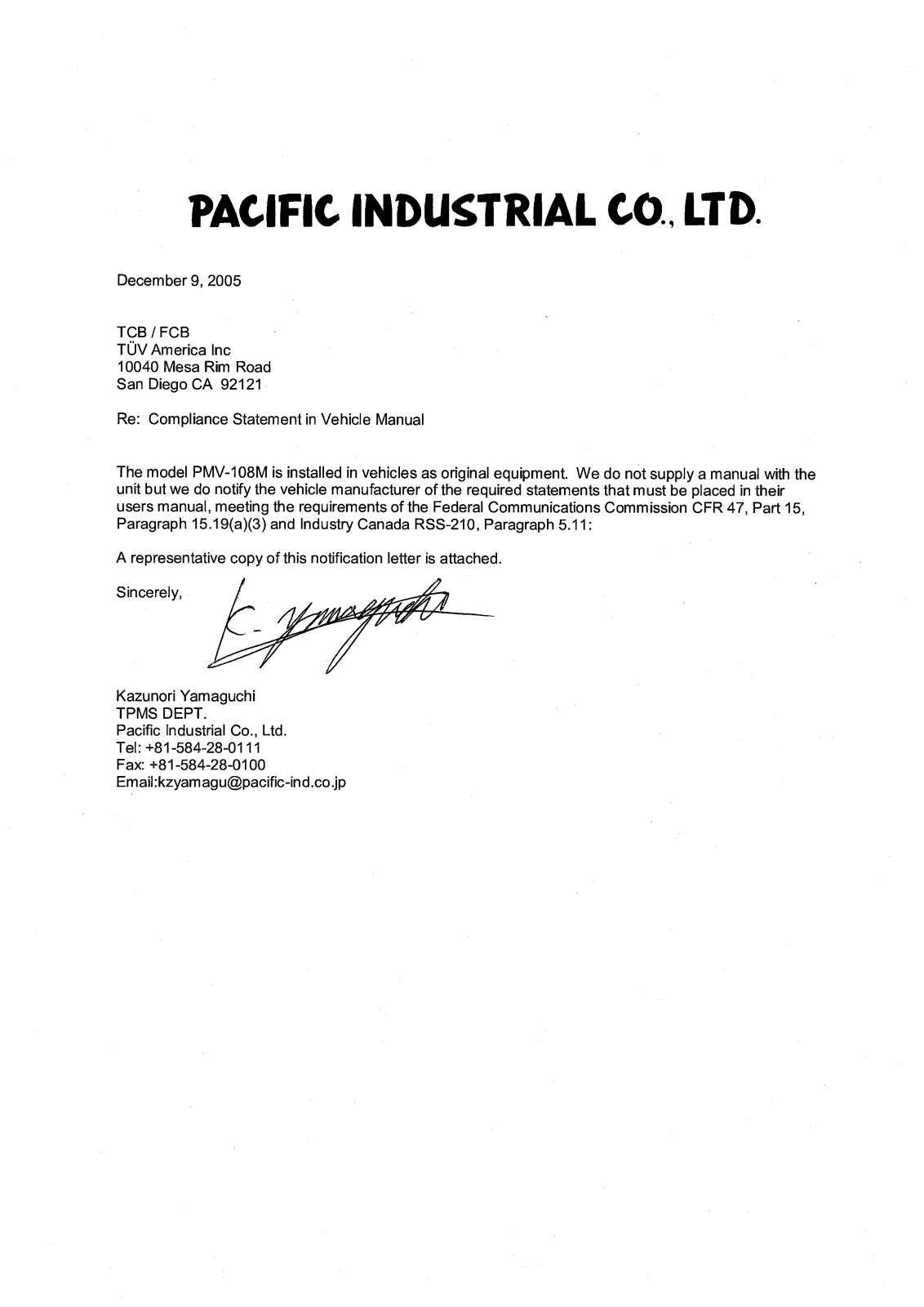 Pacific PMV108M User Manual