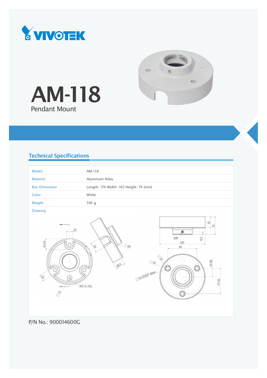 Vivotek AM-118 Specsheet