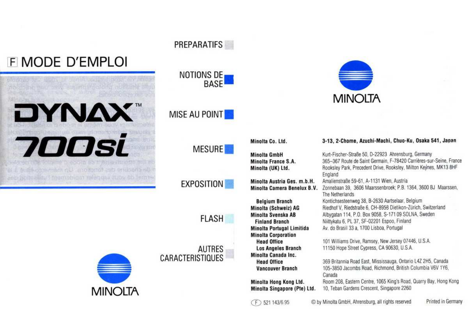 MINOLTA 700Si User Manual