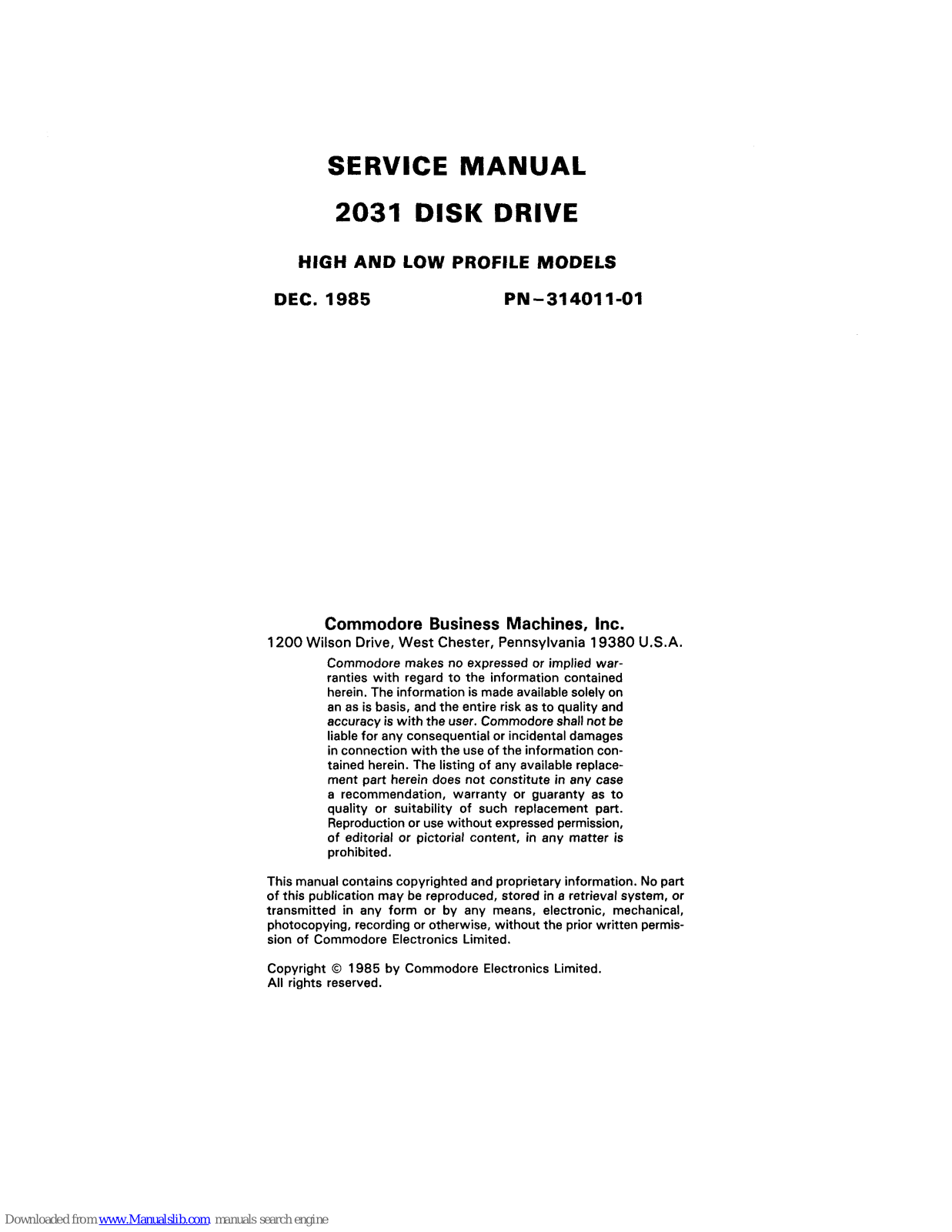 CBM 2031 Service Manual