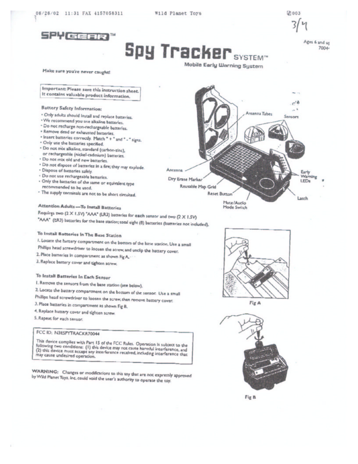 Wild Planet Entertainment SPYTRACKR70044 User Manual