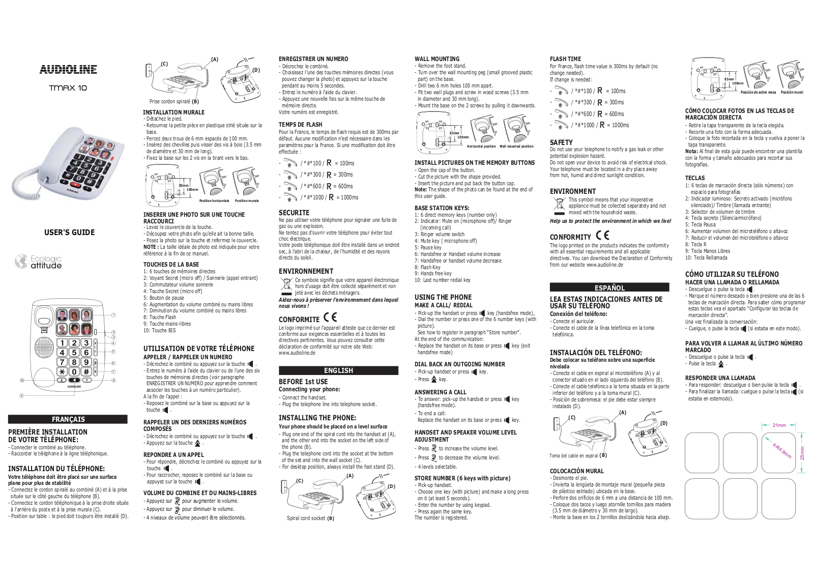 Audioline TMAX 10 User guide