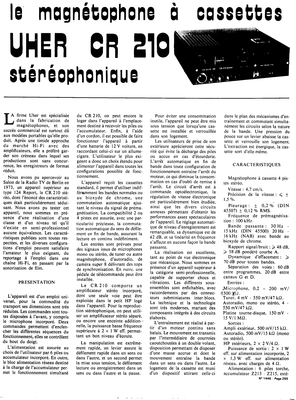 Uher CR-210 Schematic