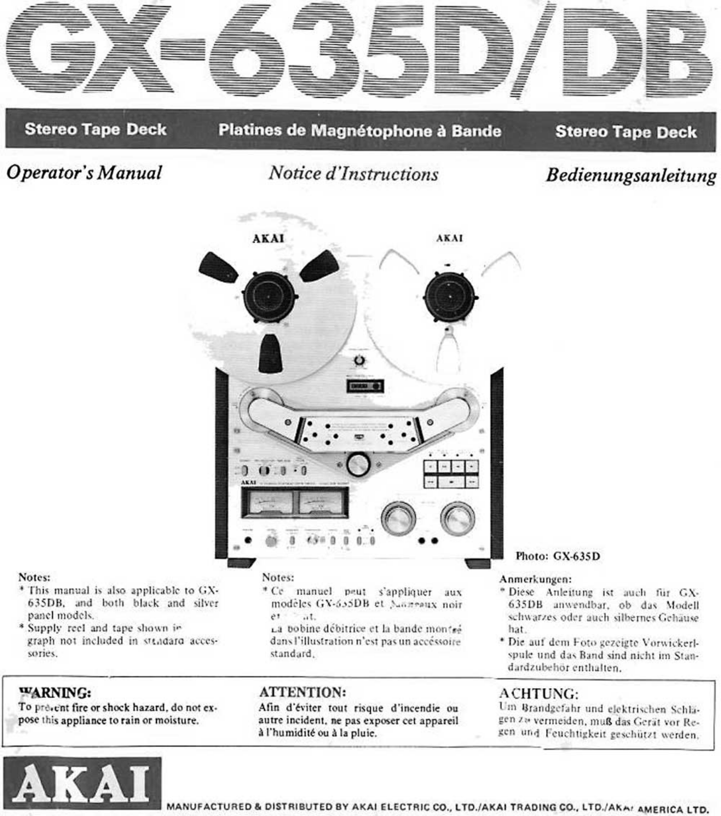 Akai GX-635-D Owners manual