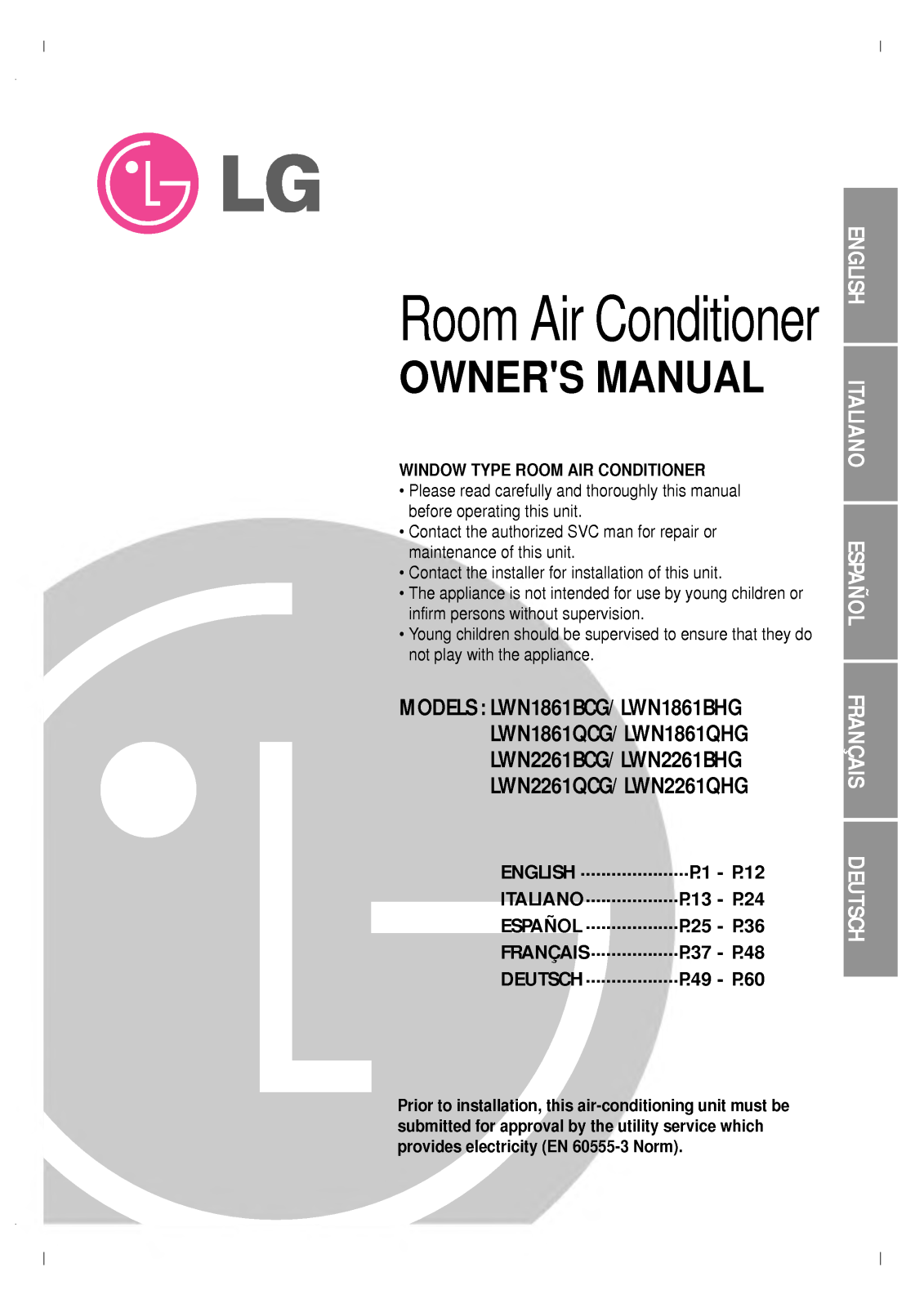 LG LWM1860QCG User Manual