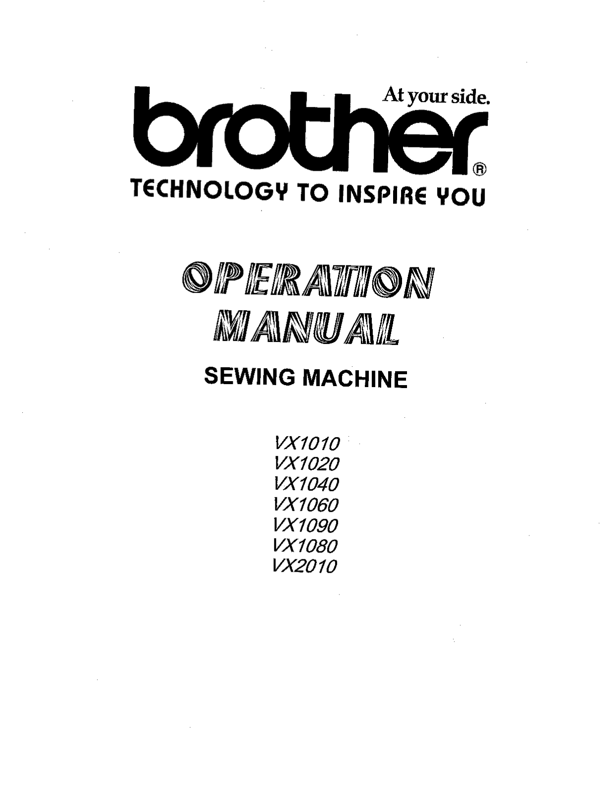 Brother VX-1010, VX-1020, VX-1040, VX-1060, VX-1090 Owner's Manual