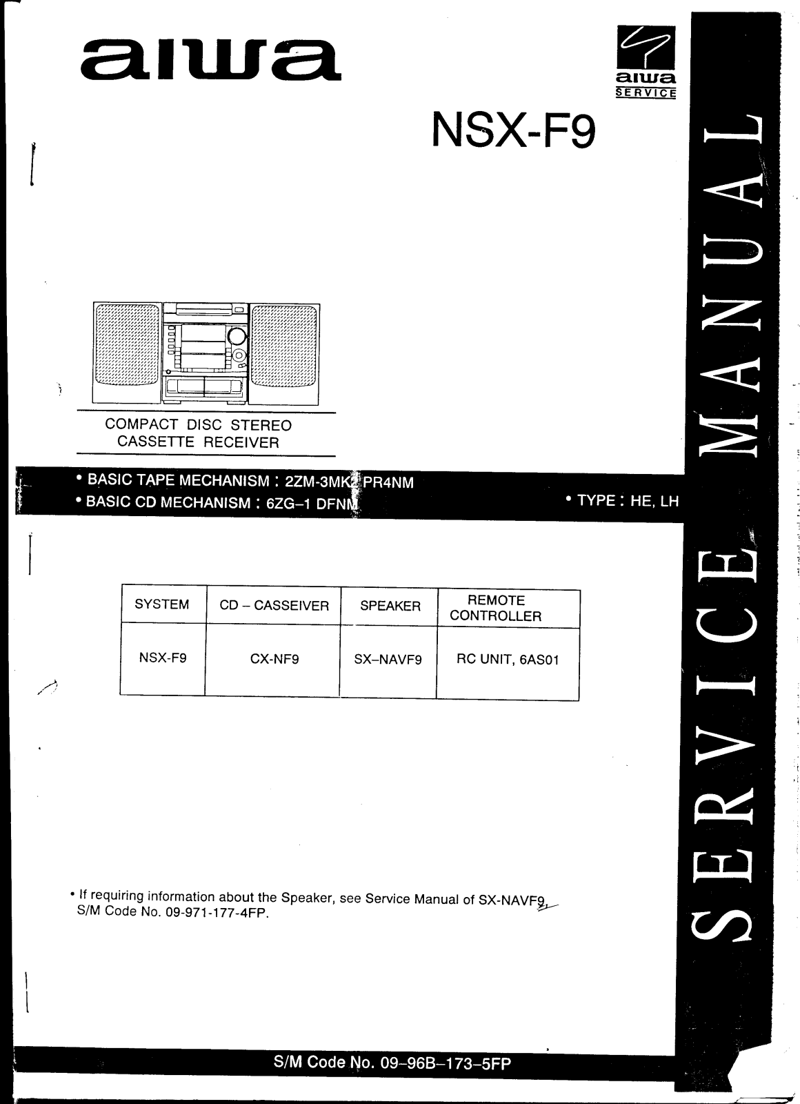 Aiwa NSXF-9 Service manual