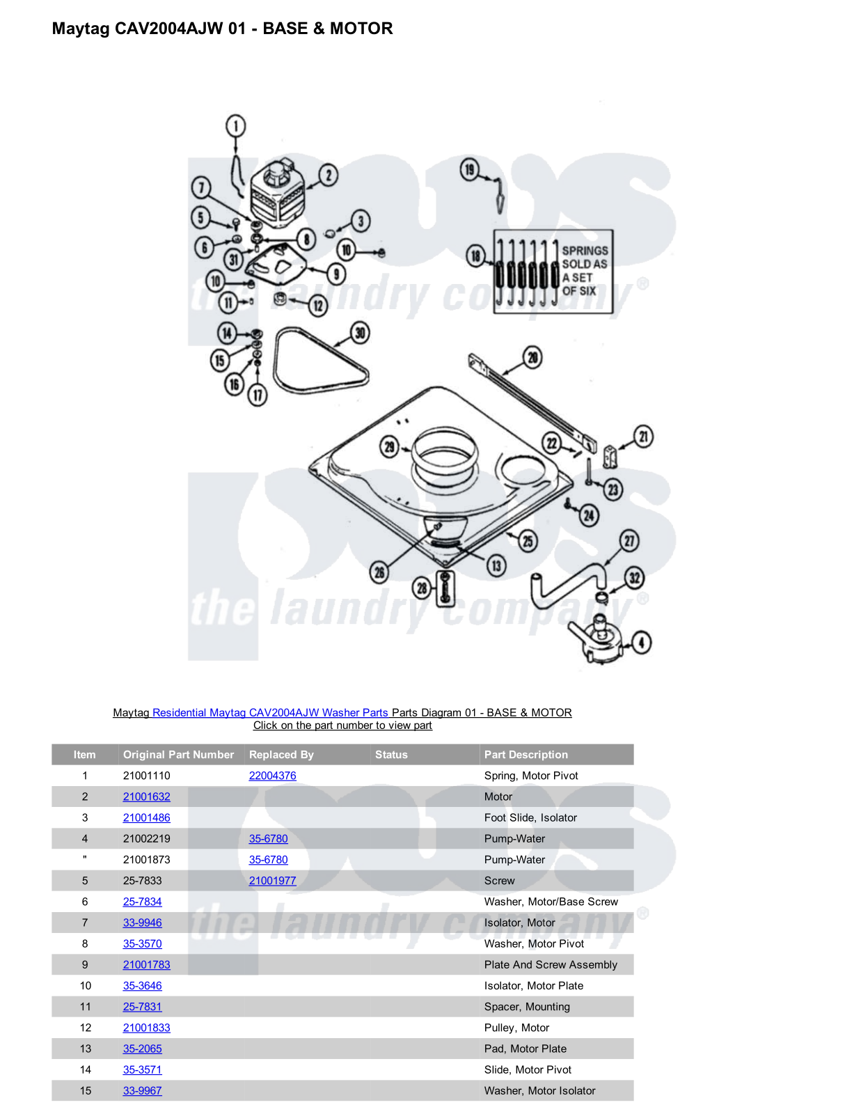 Maytag CAV2004AJW Parts Diagram