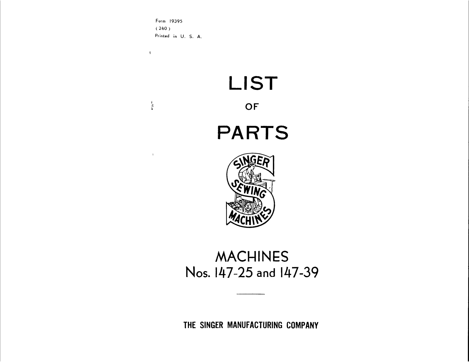 Singer 147-39 User Manual