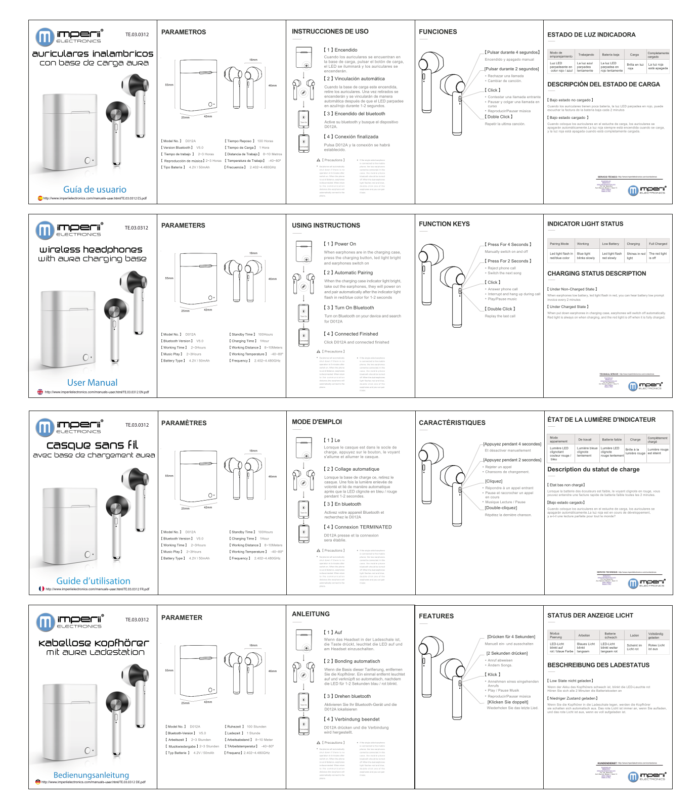 imperii Wireless Headphones with Aura Charging Base User Manual